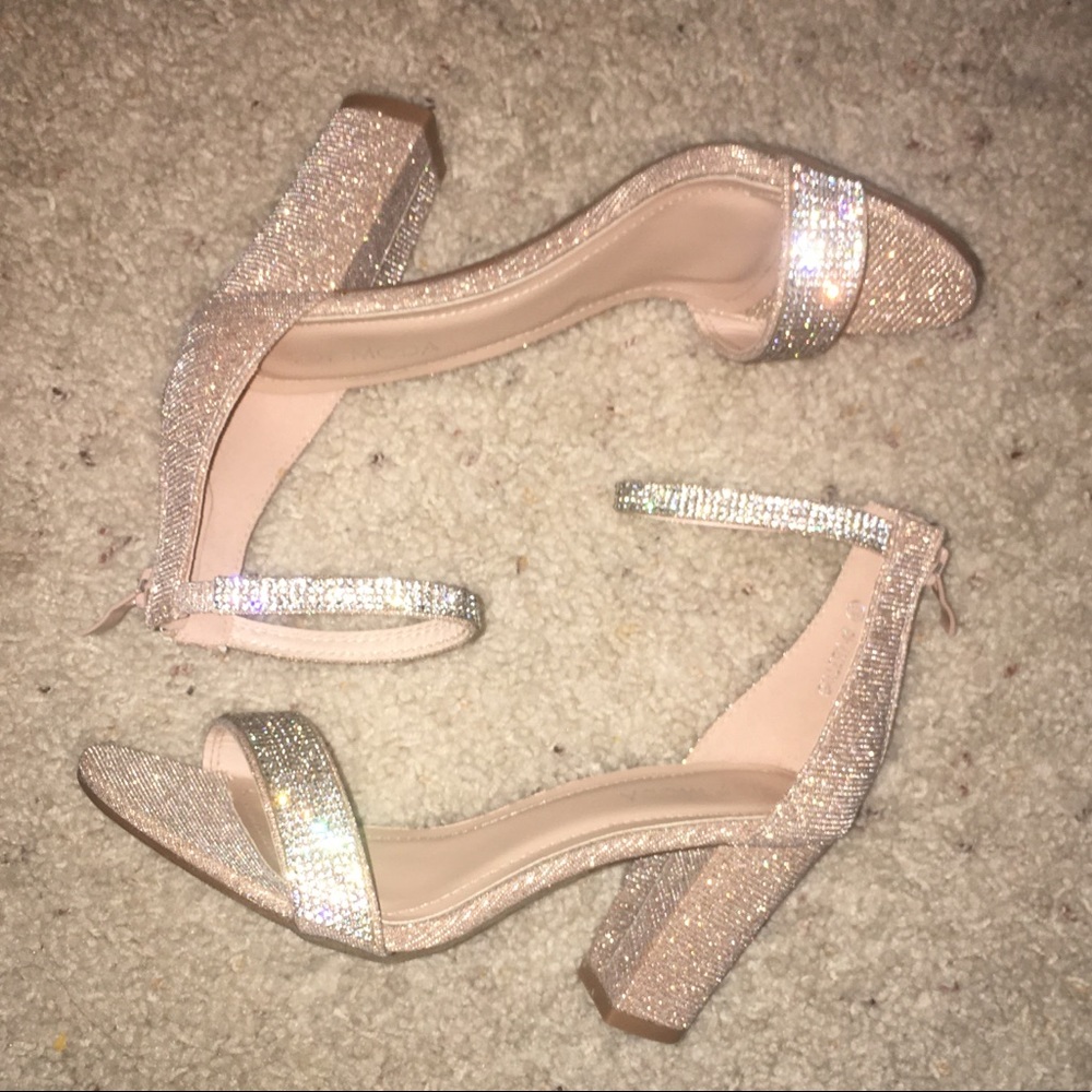 TOP MODA Ankle Strap Glitter Sparkle Women Heels